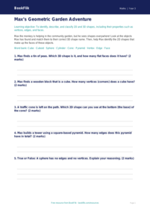 Free Shape Activity Sheet | Year 3 Core | BookFlik