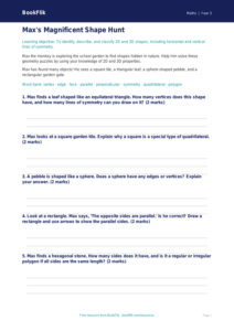 Free Shape Worksheet | Year 3 Core | BookFlik