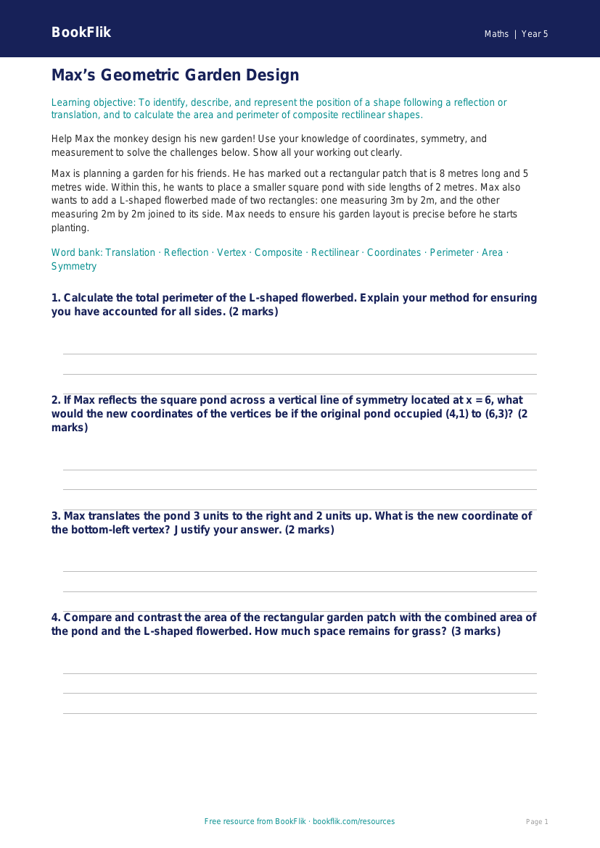 Free Shape Track Sheet | Year 5 Greater Depth | BookFlik worksheet preview — Maths Shape