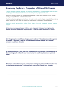 Free Shape Worksheet | Year 5 Greater Depth | BookFlik