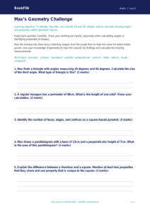 Free Shape Worksheet | Year 6 Core | BookFlik