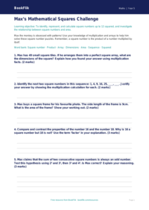 Free Square Numbers Worksheet | Year 5 Greater Depth | BookFlik
