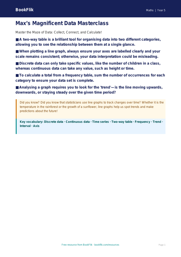 Free Statistics Poster | Year 5 Greater Depth | BookFlik worksheet preview — Maths Statistics