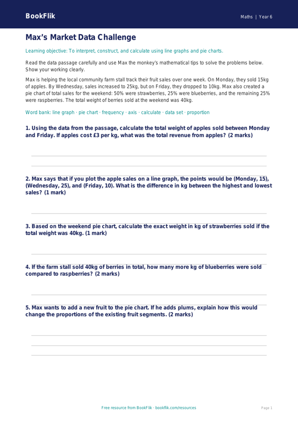 Free Statistics Track Sheet | Year 6 Core | BookFlik worksheet preview — Maths Statistics