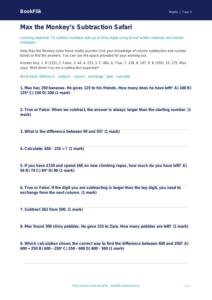 Free Subtraction Quiz | Year 3 Core | BookFlik