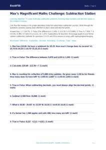 Free Subtraction Quiz | Year 5 Greater Depth | BookFlik