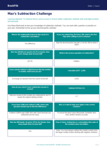 Free Subtraction Flashcards | Year 6 Core | BookFlik