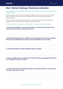 Free Subtraction Worksheet | Year 6 Core | BookFlik