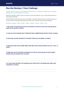 Free Time Assessment Worksheet | Year 3 Maths | BookFlik