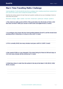 Free Time Worksheet | Year 3 Core | BookFlik