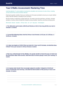 Free Time Assessment Worksheet | Year 6 Maths | BookFlik