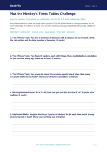 Free Times Tables Template | Year 3 Core | BookFlik
