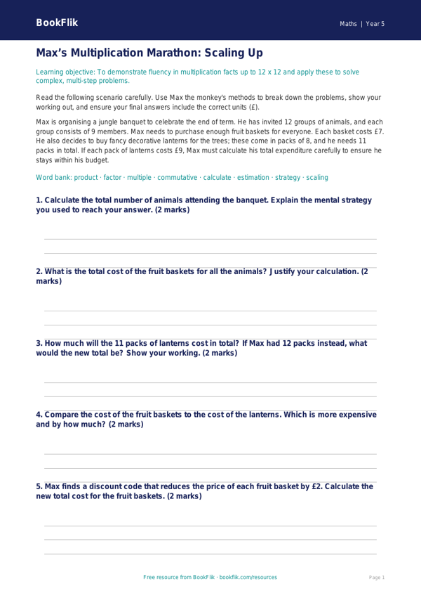 Free Times Tables Track Sheet | Year 5 Greater Depth | BookFlik worksheet preview — Maths Times Tables