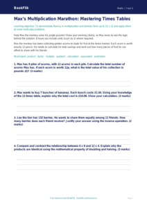 Free Times Tables Worksheet | Year 5 Greater Depth | BookFlik