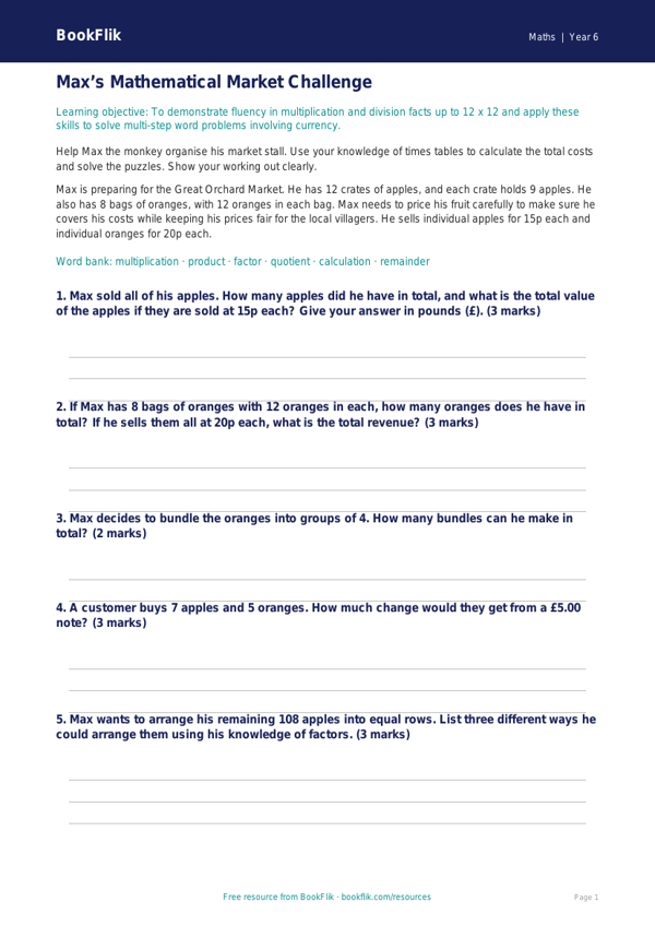 Free Times Tables Track Sheet | Year 6 Core | BookFlik worksheet preview — Maths Times Tables