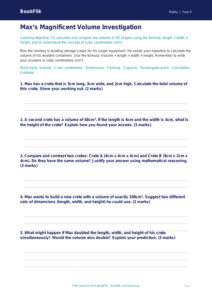 Free Volume Activity Sheet | Year 5 Greater Depth | BookFlik