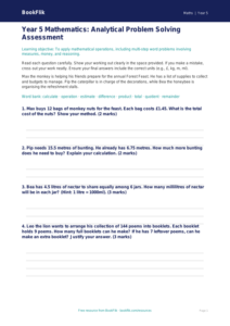 Free Word Problems Assessment | Year 5 Greater Depth | BookFlik