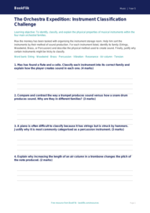 Free Instruments Activity Sheet | Year 5 Greater Depth | BookFlik