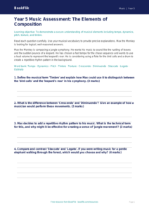 Free Musical Elements Assessment | Year 5 Greater Depth | BookFlik