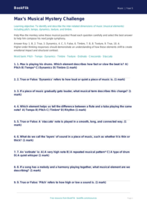 Free Musical Elements Quiz | Year 5 Greater Depth | BookFlik