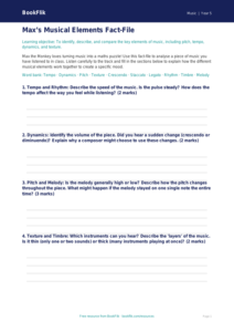 Free Musical Elements Template | Year 5 Greater Depth | BookFlik