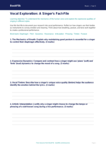 Free Singing Template | Year 5 Greater Depth | BookFlik