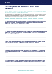 Free World Music Activity Sheet | Year 5 Greater Depth | BookFlik
