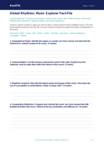 Free World Music Template | Year 5 Greater Depth | BookFlik