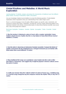 Free World Music Worksheet | Year 5 Greater Depth | BookFlik