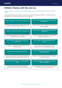 Free Athletics Flashcards | Year 5 Greater Depth | BookFlik