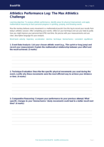 Free Athletics Template | Year 5 Greater Depth | BookFlik