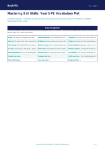 Free Ball Skills Word Mat | Year 5 Greater Depth | BookFlik