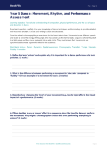 Free Dance Assessment | Year 5 Greater Depth | BookFlik