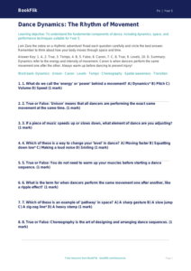 Free Dance Quiz | Year 5 Greater Depth | BookFlik
