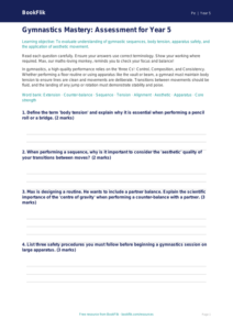 Free Gymnastics Assessment | Year 5 Greater Depth | BookFlik