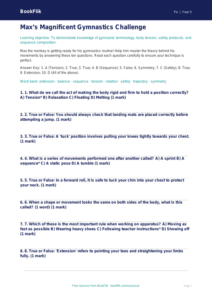 Free Gymnastics Quiz | Year 5 Greater Depth | BookFlik