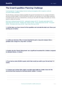Free Outdoor Adventures Activity Sheet | Year 5 Greater Depth | BookFlik
