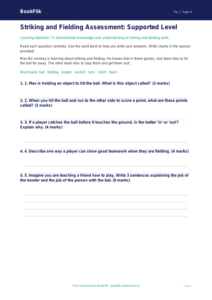 Free Striking And Fielding Assessment | Year 4 Supported | BookFlik