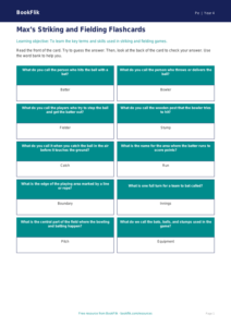 Free Striking And Fielding Flashcards | Year 4 Supported | BookFlik