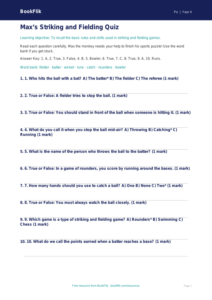 Free Striking And Fielding Quiz | Year 4 Supported | BookFlik
