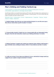 Free Striking And Fielding Template | Year 5 Greater Depth | BookFlik