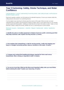 Free Swimming Assessment | Year 5 Greater Depth | BookFlik