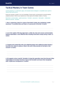Free Team Games Worksheet | Year 5 Greater Depth | BookFlik
