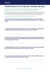Free Yoga Activity Sheet | Year 5 Greater Depth | BookFlik