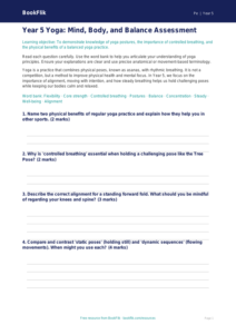 Free Yoga Assessment | Year 5 Greater Depth | BookFlik