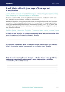 Free Black History Month Assessment | Year 5 Greater Depth | BookFlik
