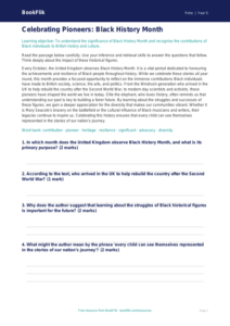 Free Black History Month Comprehension | Year 5 Greater Depth | BookFlik
