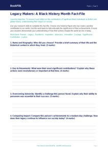 Free Black History Month Template | Year 5 Greater Depth | BookFlik