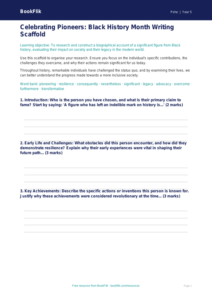 Free Black History Month Writing Frame | Year 5 Greater Depth | BookFlik