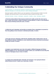 Free Diversity And Inclusion Worksheet | Year 5 Greater Depth | BookFlik
